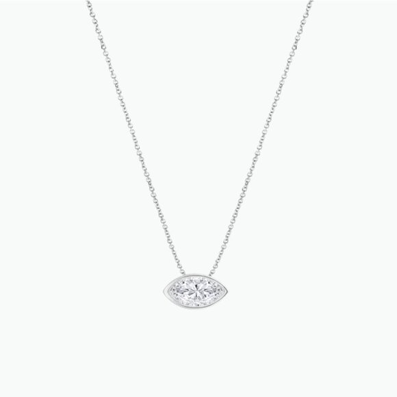 IDYL solid 14 white gold with 0.5 carat lab grown diamond necklace - Picture 3 of 8